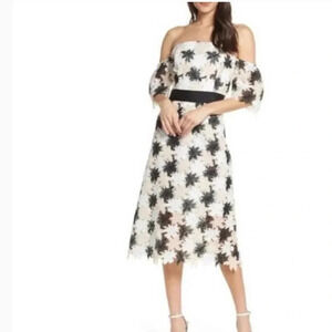 Sam Edelman tricolor off shoulder womens floral dress size 8